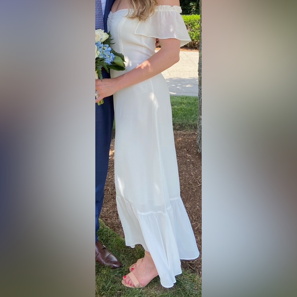 Reformation Cream Off the Shoulder Dress